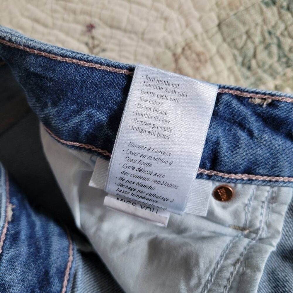 PAIGE Stella Distressed Straight Leg Jeans Raw Hem Size 27 Blue Miss You Distres - Picture 7 of 7